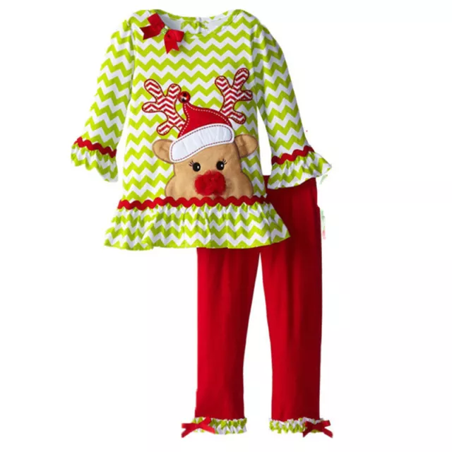 2PCS Toddler Baby Girls Christmas Outfits tops+pants Kids Clothes set