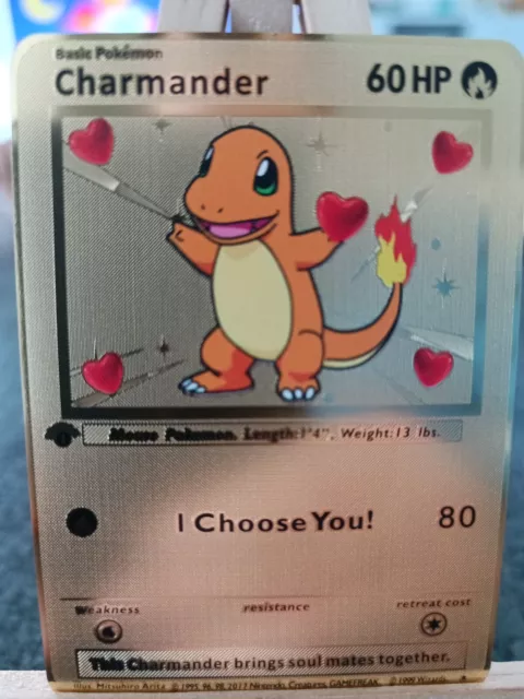 Gold Metal Gold Pokemon Card - Charmander Edition 1 Salamèche