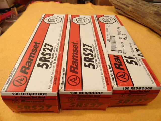 Ramset 5RS27 .27 Red Strip Loads Level 5 for powder actuated tools 3 boxes