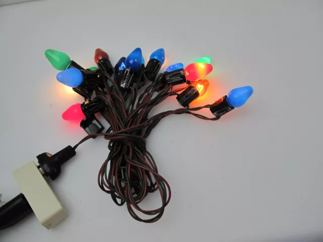 Vintage 15 light Christmas Tree C7 Light Set  Red / Green Wire With Branch Clips