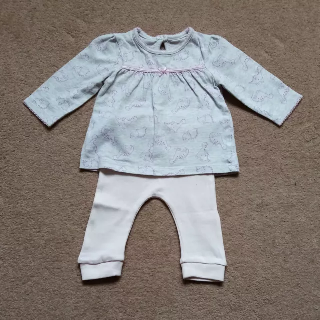 Baby Girl's 2-piece Outfit. 0-3 months. 56-62 cm. Top and Leggings. VGC.