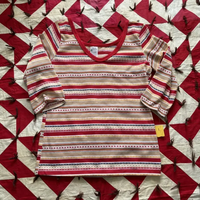 Vintage Striped T Shirt Women’s 70s 80s NOS Deadstock Multicolor