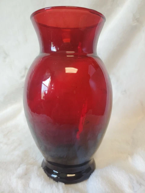 2 piece Vintage Art Deco Ruby Red Depression Glass Vase 1930's A2