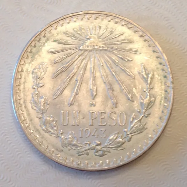 ~ 1943 Mexico One 1 Peso Silver -Choice  AU / UNC - FREE US SHIPPING