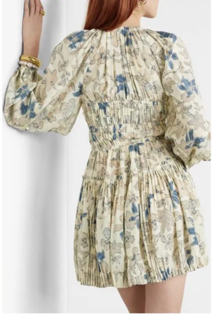 Ulla Johnson Women's White Sefia Tiered Printed Silk-crepe Mini Dress size 6