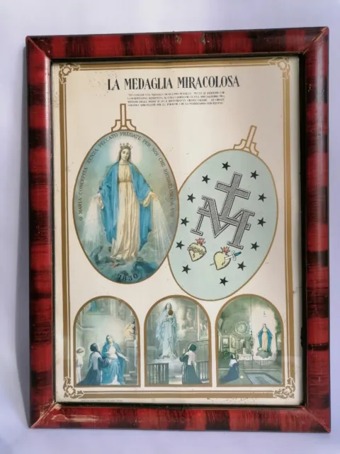 Stampa Madonna La Medaglia Miracolosa  Quadro Con Cornice Anni '50