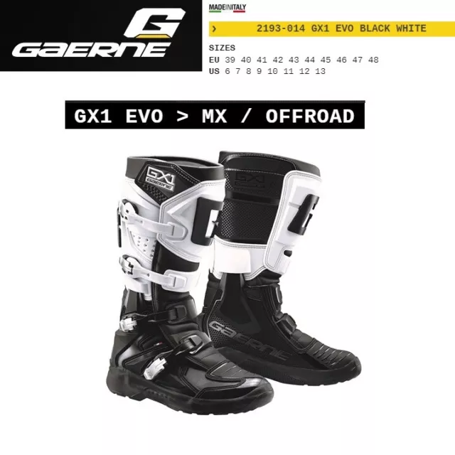 Stivali GX1 EVO MX OFFROAD GAERNE NERO BIANCO 2193-014