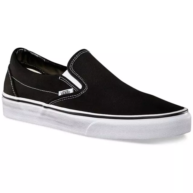 Vans CLASSIC SLIP ON Men Womens Black White VN000EYEBLK Canvas Skateboard Shoes