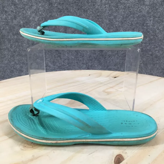 Crocs Sandals Kids 13 Girls Iconic Comfort Slip On Thong Flip Flops Blue Rubber