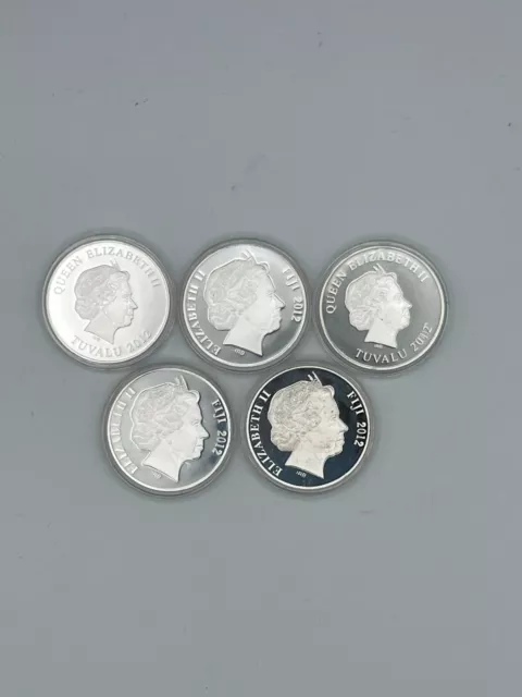 Lot of 5 Queen Elizabeth II Silver Tone Medals 2012 Canada Commemoratives