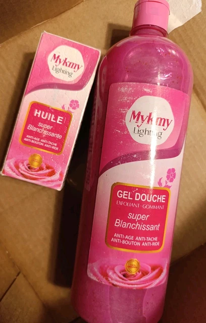 Gel Douche & Huile Blanchissante Mykmy Extra White - Soin éclaircissant 120ml, Neuf Sous Emballage
