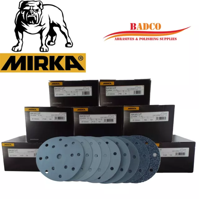 150mm DA Sanding Discs / Sandpaper MIRKA Basecut 6" Hook and Loop