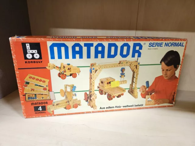 Matador 4 Korbuly Baukasten 1970er Jahre 100 % kompletter Holzbaukasten