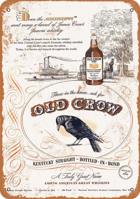 Metal Sign - 1947 Old Crow Whiskey - Vintage Look Reproduction