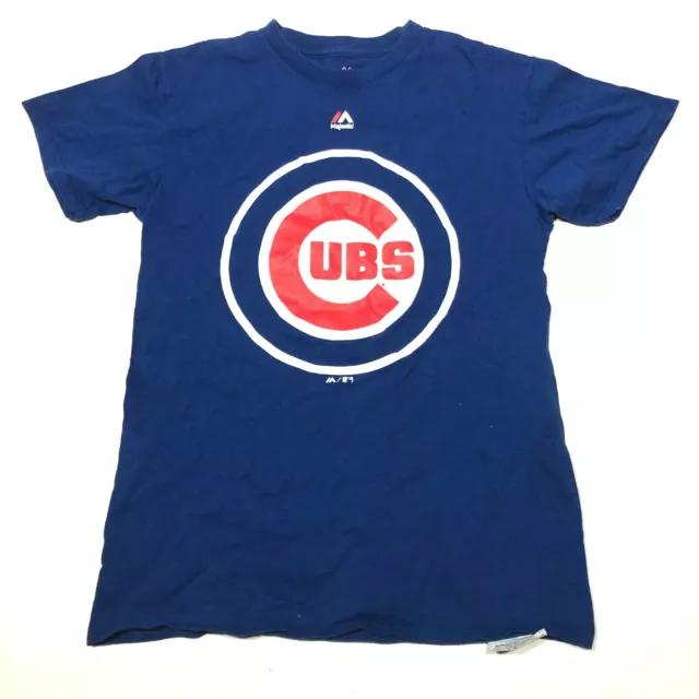 Chicago Cubs T-Shirt Jungen Jugendliche S Majestic Blau Rundhals Hals Baumwolle