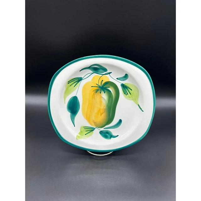 VINTAGE DINNER PLATE Italian Hand Painted Bell Pepper Square Made in
