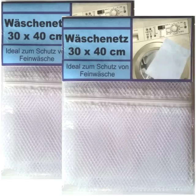 2x Wäschenetz Wäschesacke Feinwäsche Waschsack Wäschebeutel, 30 x 40 cm, weiß