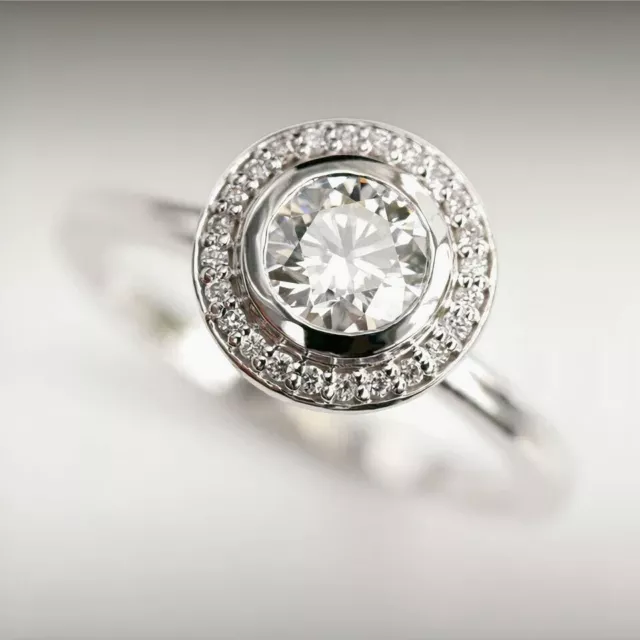 2.20CT ROUND CUT Lab-Created Diamond Women's Wedding Rings 14K White ...
