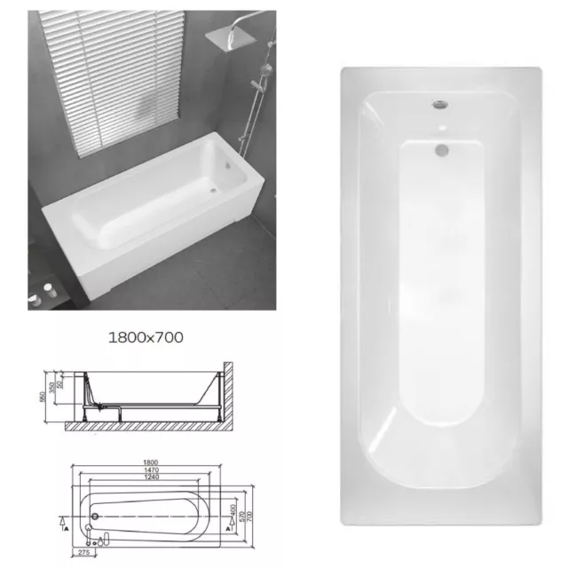 Square Style Luxury Designer Single Ended Bath - Various Sizes-Bathroom Tub