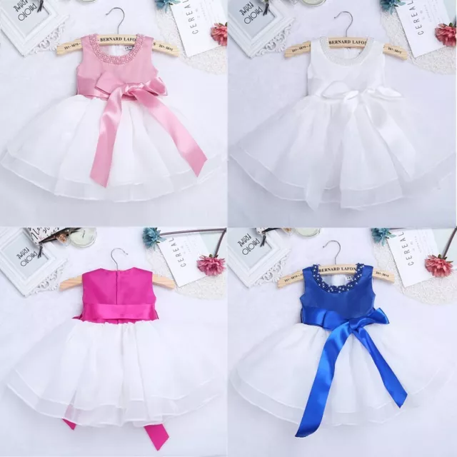 US Infant Baby Girls Princess Dress Pageant Wedding Bridesmaid Party Prom Gown