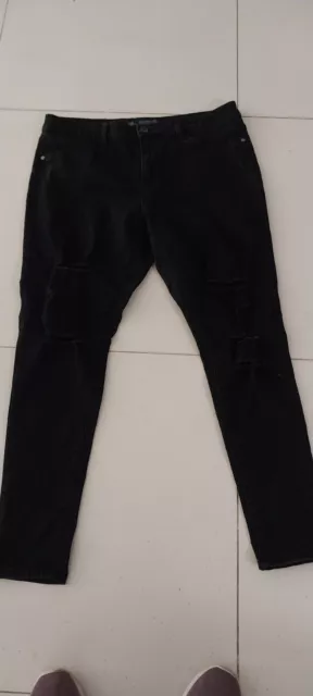 Chic denim by City Chic size 14 harley high rise skinny ripped jeans black
