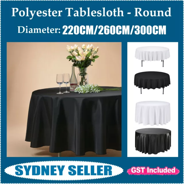 Round Polyester Tablecloth Wedding Event Party Banquet Tableware Table Cloths AU