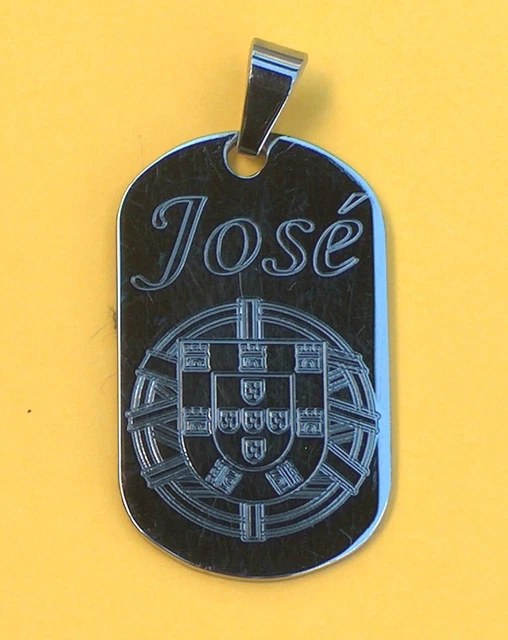 Médaille En Argent 925 Avec Drapeau Du Portugal Et Prénom Gravé – Pendentif Personnalisé Unisexe