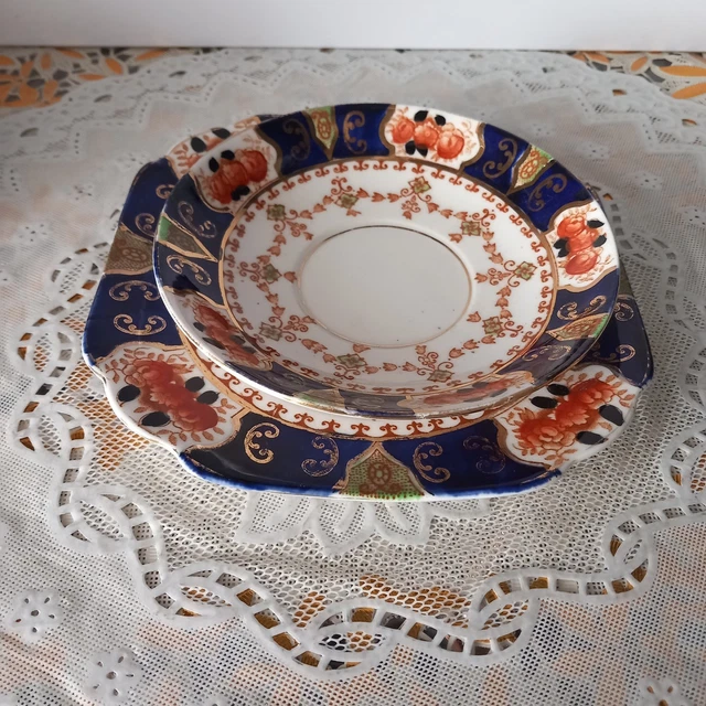 ANTIQUE MELBA BONE China Imari Pattern Side Plate And Saucer
