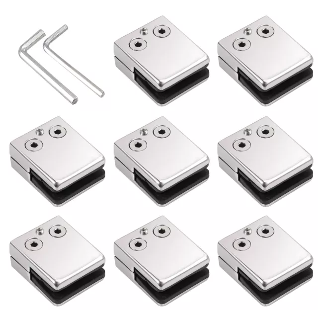 8PCS Stainless Steel 304 Glass Clip Clamp Bracket Flat Back for Handrail 8-10mm