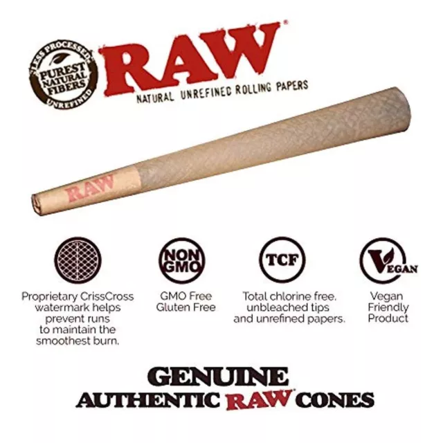 Authentic RAW Classic 1 1/4 Size Pre-Rolled Cone 100 Pack & Fast Shipping 3