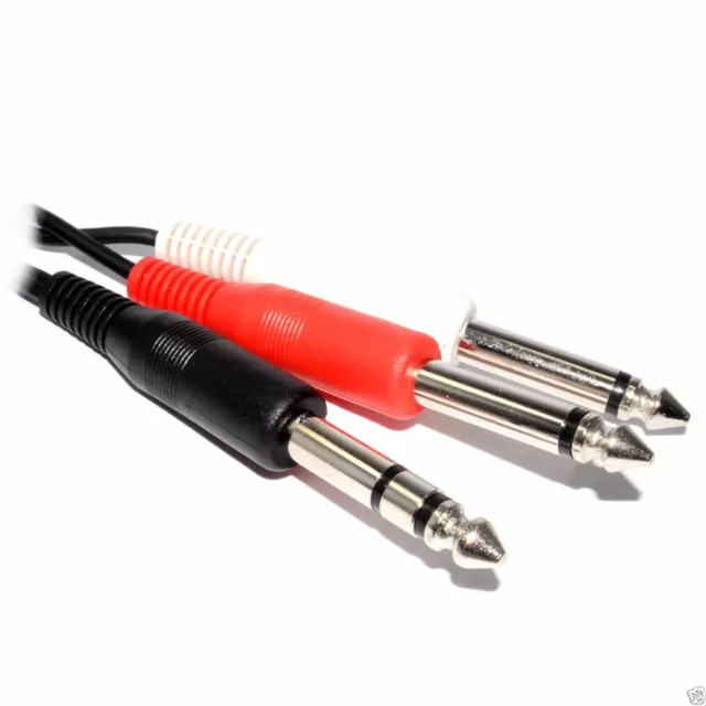 0.5m 6.35mm Stereo Jack Plug to Twin 6.35mm Mono Plugs Splitter Cable Lead