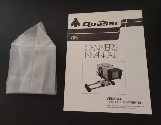 Quasar VE590UA Film/Tape Converter, MANUAL and DUST COVER ONLY