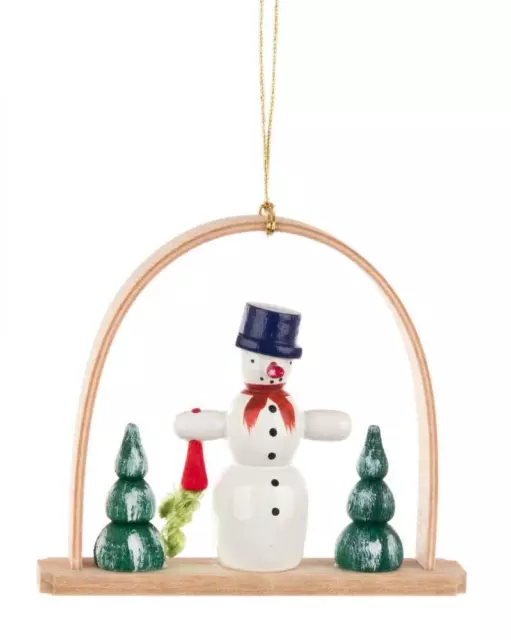 Baumbehang Schneemann mit Möhre im Bogen H: 7cm NEU Christbaumbehang Baumschmuck