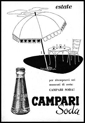 Pubblicita' 1956 Campari Soda Bitter Aperitivo Drink Bar Spiaggia Ombrellone