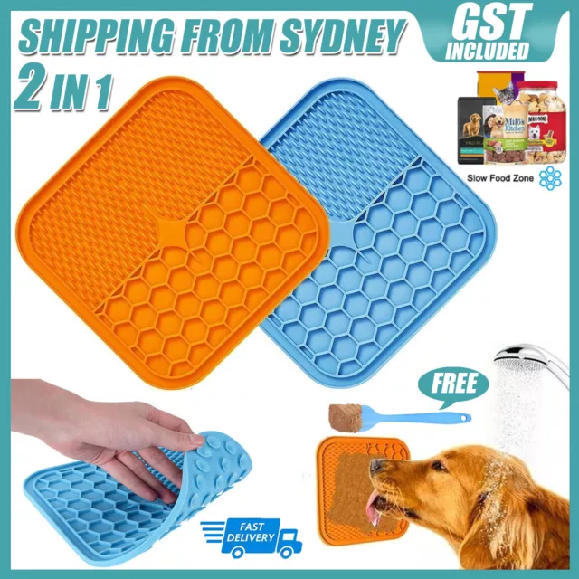 Silicone Dog Pet Lick Mat Pad Boredom Buster Slow Feeder Bath Grooming Helper AU