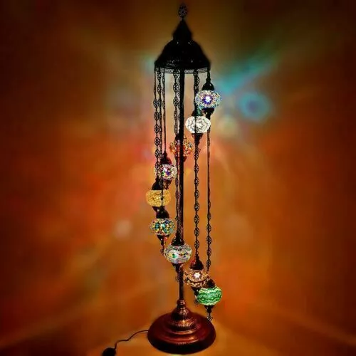 Turkish Moroccan Floor Lamp Colourful Glass 7 / 9 Ball Light ✔ UK SAFE+FREE BULB
