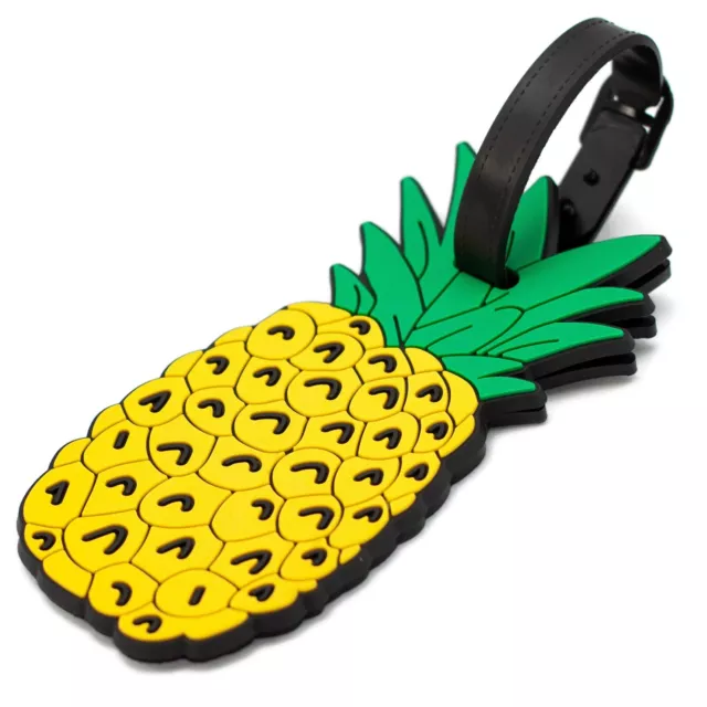 Pineapple Luggage Tag Silicone ID Bag Tags Fun Adults Beach Travel Fruit Food UK