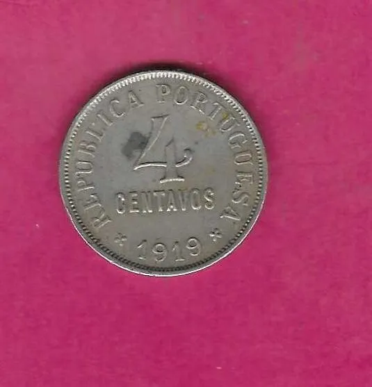 Portugal Portuguese Km566 1919 Vf-Very Fine-Nice Old 4 Centavos Coin