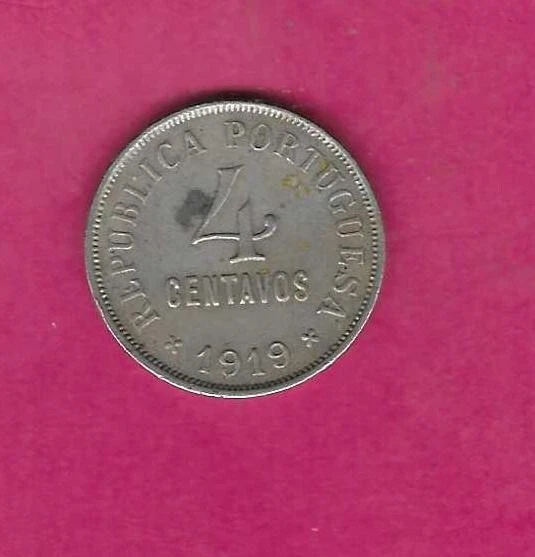 Portugal Portuguese Km566 1919 Vf-Very Fine-Nice Old 4 Centavos Coin