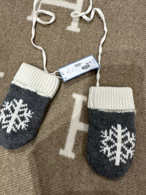 BNWT Jacadi Paris Baby Knitted Mittens 12m Grey W Snowflake RRP $90