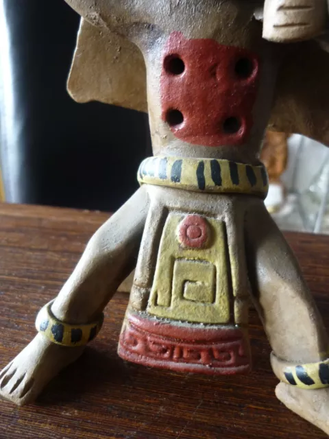 Maya Inka 24,5 cm ältere Figur / Pfeife Terracotta coleriert Südamerika Skulptur 2