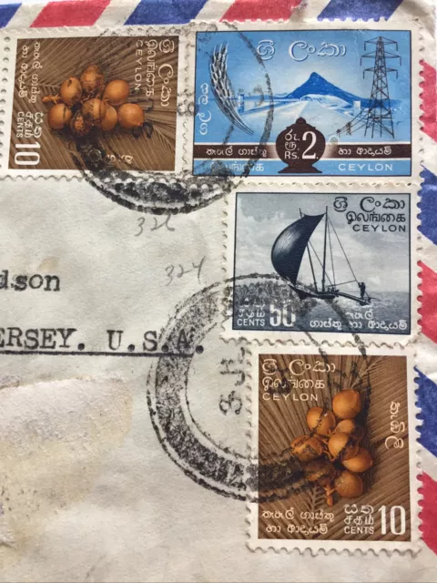 CEYLON Registered Express Airmail Cover Colombo to East Paterson USA 07.07.1961 2