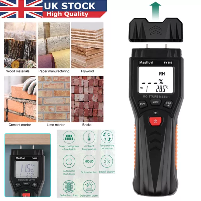 Digital Moisture Detector Damp Meter Wood Brick Screed Wallpaper Caravan Tester