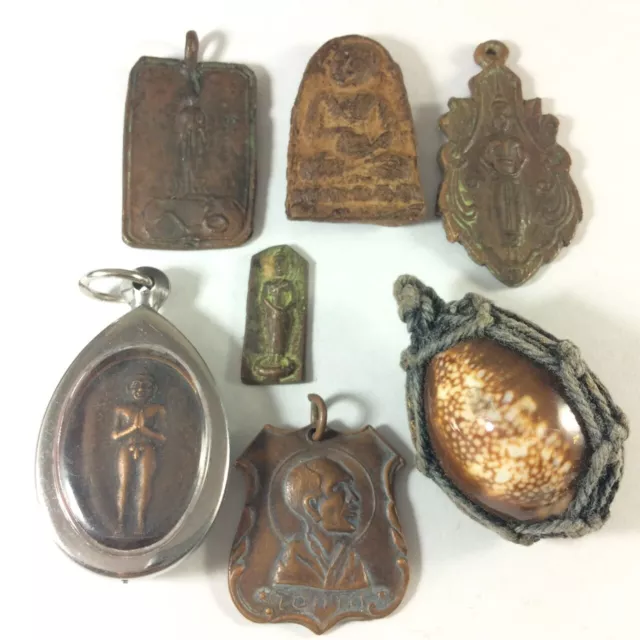 SET 7 TAKRUT COINS THAI AMULET Pendant Magic Old Coin Lucky Wealth Love Charm e3