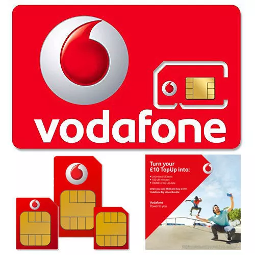 PAYG Pay As You Go Vodafone Standard Micro Nano SIM Card Number for Mobile Phone 2