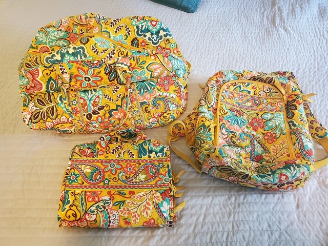Retired Vera Bradley Set of 3 Duffle Back Pack Hanging Toiletry Bag Provencial