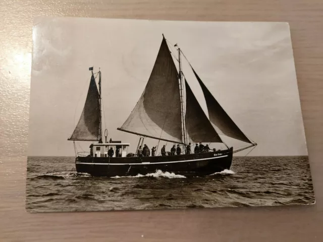 Postkarte Segelschiff Segelkutter Alte Liebe Kurzschule Weißenhaus 19.10.1962