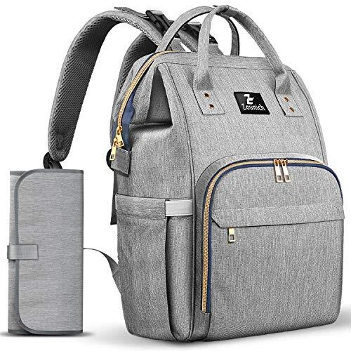 Diaper Bag Backpack, Multifunction Waterproof Nappy Travel Bags with Grey