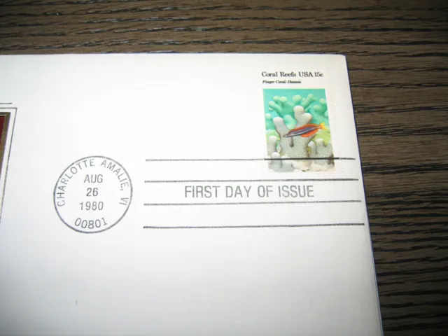 1980 FINGER CORAL REEF HAWAII FDC Gold GOLDEN Cover replica STAMP $6.99 ...