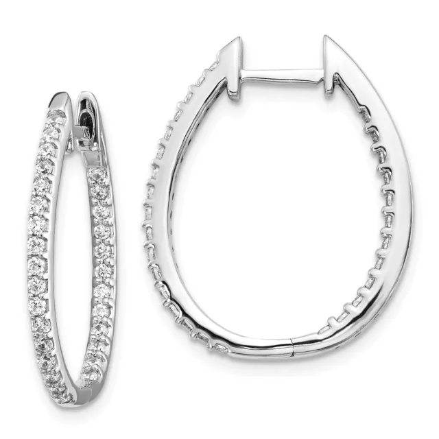 14k White Gold Inside/Out Lab Grown Dia. SI1/SI2, G H I, Hoop Earrings LAL6503